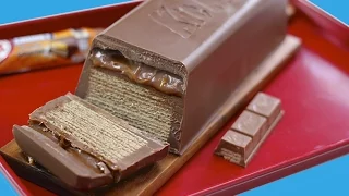 GIANT Caramel KitKat CHUNKY Candy Bar! Huge Kit Kat Chocolate Bar Recipe | My Cupcake Addiction