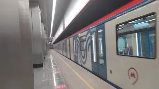 Moscow metro/ Метропоезд МОСКВА на станции "НАРОДНОЕ ОПОЛЧЕНИЕ".БОЛЬШАЯ КОЛЬЦЕВАЯ ЛИНИЯ (БКЛ.11,11а)