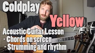 Coldplay - Yellow | Acoustic Guitar tutorial | Official chords + Rhythm