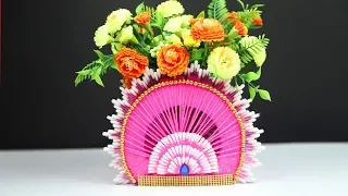 How to make flower vase using cotton buds || Best craft with cotton buds | Best craft idea