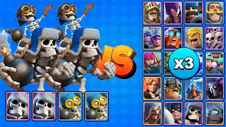 2 ESQUELETOS GIGANTES + 2 BOMBARDEROS vs TODAS LAS CARTAS X3 | Clash Royale