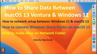 How to Share Data Between macOS 13 Ventura & Windows 11 !! Win Share Folder on macOS !! Make Alias !