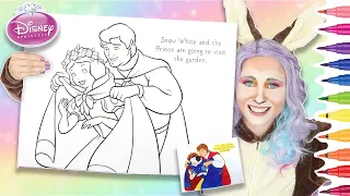 COLORING SNOW WHITE & PRINCE | GIANT Disney Princess Coloring Book Page | Pencils and Markers