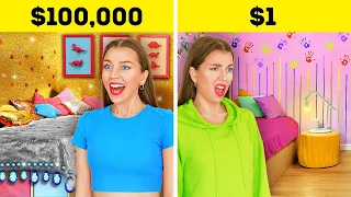 LUXURY vs. BUDGET ROOM || Extreme Transformation Challenge! The Ultimate Makeover by 123 GO! FOOD