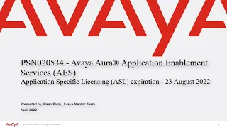 How to implement Avaya Product Support Notice PSN020534u Hotfix on Application Enablement Services