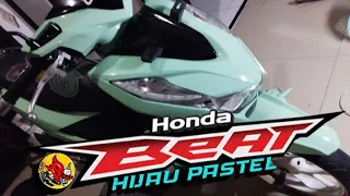 PASANG STIKER FULL BODY HONDA BEAT DELUXE 2021 HIJAU PASTEL TANPA SAMBUNGAN