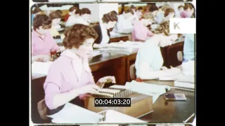 1950s, 1960s UK, Women Working in Office, Calculating, 16mm