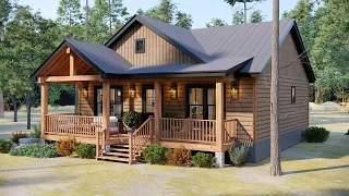29' x 33' (9x10m) This Small House is Absolutely Perfect and Cozy | 2-Bedroom Wood Cabin Design !!!!