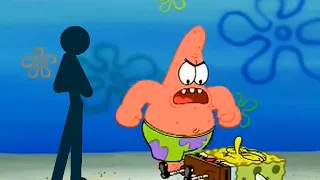 Patrick gets punished by stick figure from not letting spongebob win unfinished