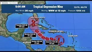 Tropical Depression 9 forms with Florida in expected path