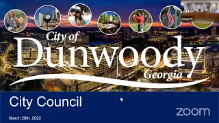 Dunwoody City Council Meeting for March 28, 2022