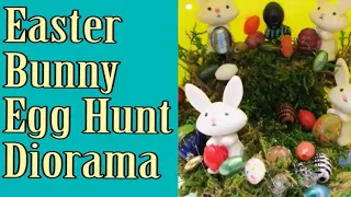 Easter Bunny Easter Egg Hunt Diorama,  Egg within a larger egg Scene (Egg Inception) ~By Hey Maaa