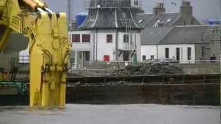 Closeup Timelapse Massive Marine Excavator the Nordic Giant Dredging at Aberdeen Harbour