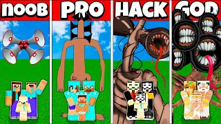 Minecraft Battle FAMILY MONSTER SIREN HEAD BUILD CHALLENGE NOOB vs PRO vs HACKER vs GOD Animation