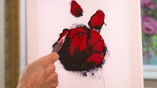 How to Paint a Red Rose in Oil with a Palette Knife in only 10 minutes.