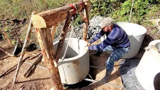 Hand Well Digging - Part 3. Concrete rings installation