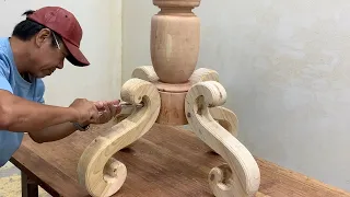 Skillful Skills Of Wood Furniture Artisans - Design Beautiful Patterned Tea Table In Art Style