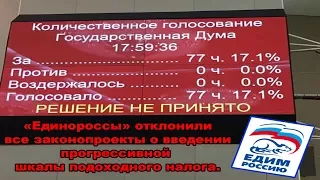 «Единороссы» отклонили все законопроекты о введении прогрессивной шкалы подоходного налога.