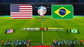 USA ( United States ) vs BRAZIL - FINAL | COPA AMERICA 2024 USA | Full Match All Goals | PES Gamepla