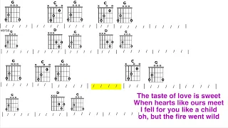 Ring of Fire (Johnny Cash) Guitar Chord and Lyric Play-Along