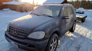 Mercedes-Benz ML 400CDI V8 cold start -8°C with 2 Broken Glow plugs