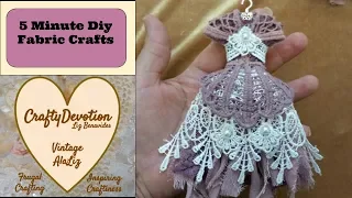 Vintage dress, 5 minute DIY Crafts, Miniature dress Christmas Ornaments, Shabby dress kit, how to