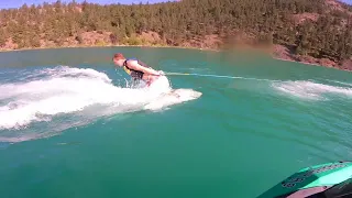 Water Skiing behind a Seadoo Spark and getting up backwards