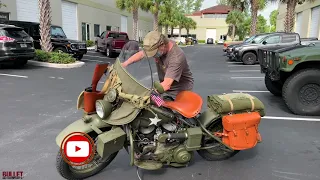 1942 Harley Davidson WLA Start Up & Test Drive By Builder David Sarafan