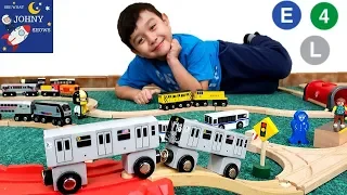 Johny Unboxes New MTA Subway Trains Toy With MTA Wooden Tracks