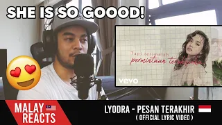 Lyodra - Pesan Terakhir (Official Lyric Video) - MALAY REACT!