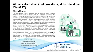 AI pro automatizaci dokumentů (a jak to udělat bez ChatGPT) – M. Holeček [seminář MPN 10.4.2024]