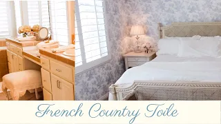Master Bedroom & Bathroom Budget Makeover | Toile Wallpaper | French Country