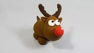 Cómo hacer un reno navideño Rodolfo de plastilina paso a paso fácil, explicado, arcilla polimérica.