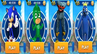 Sonic Dash vs Pj Masks Super City Run vs Huggy Wuggy Poppy Run vs Rainbow Friends Blue Run Gameplay