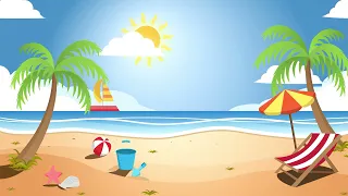 Sunny Beach Day - Free Cartoon Background Loop