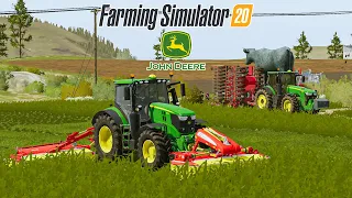 Harvesting Oats , Planting Soybean and Mowing Grass - Farming Simulator 20 gameplay