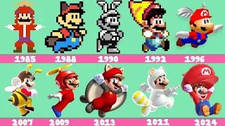 Evolution of Super Mario Flying Power-ups, Animations And Gameplay in Super Mario Games (1985-2024)