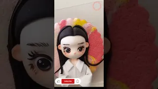 how to Make a doll with fondant or air dry clay. polymer clay tutorial for girl doll easy step🎎