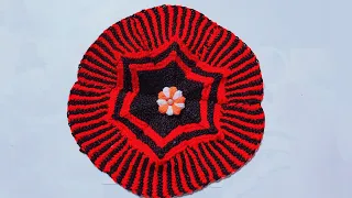 Poppy doormat design in Hindi. Doormat making at home. Table mat. Yoga mat.