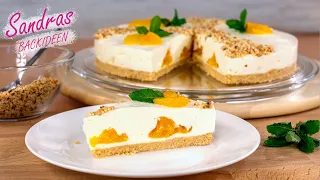 Faule Weiber Kuchen - schneller Sommerkuchen mit Mandarinen ohne Backen | No Bake