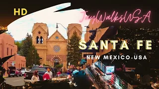 WALKING IN BEAUTIFUL DOWNTOWN SANTA FE ON A CLOUDY DAY, ASMR -RELAXING SCENERIES, CROWDS & AMBIANCE