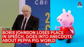 The moment Boris Johnson lost his place in a speech and spoke about Peppa Pig World