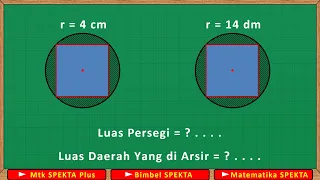 Menghitung Luas Persegi Di Dalam Lingkaran, Serta Menghitung Luas Daerah Yang Di Arsir