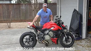 Stock vs full titanium Akrapovic exhaust on '24 Ducati Streetfighter V4