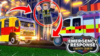 CONSTRUCTION WORKER FALLS OFF OF BUILDING! - ERLC Roblox Liberty County