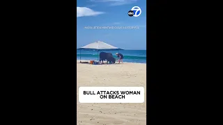 Bull attacks person on Mexican beach as onlookers scream