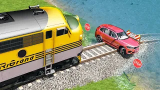 Railway Сrossing Train Сrashes #12 - Beamng drive