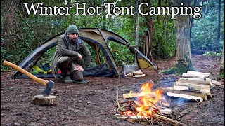 Solo Hot Tent Camping in Winter