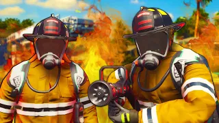 We Fought a MASSIVE HOUSE FIRE & Crashed Our Fire Truck! - Firefighting Simulator Multiplayer
