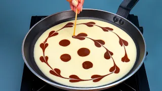 Un chef-d'œuvre, pas juste des crêpes 2 couleurs. Astuce : un bâton - une bouteille